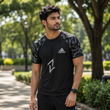 Men’s Premium Black Sports & Casual T-Shirt – Stylish Slim Fit Breathable Half Sleeve Tee