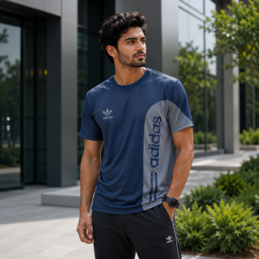 Men’s Premium Navy Blue Sports & Casual T-Shirt – Stylish Slim Fit Breathable Half Sleeve Tee
